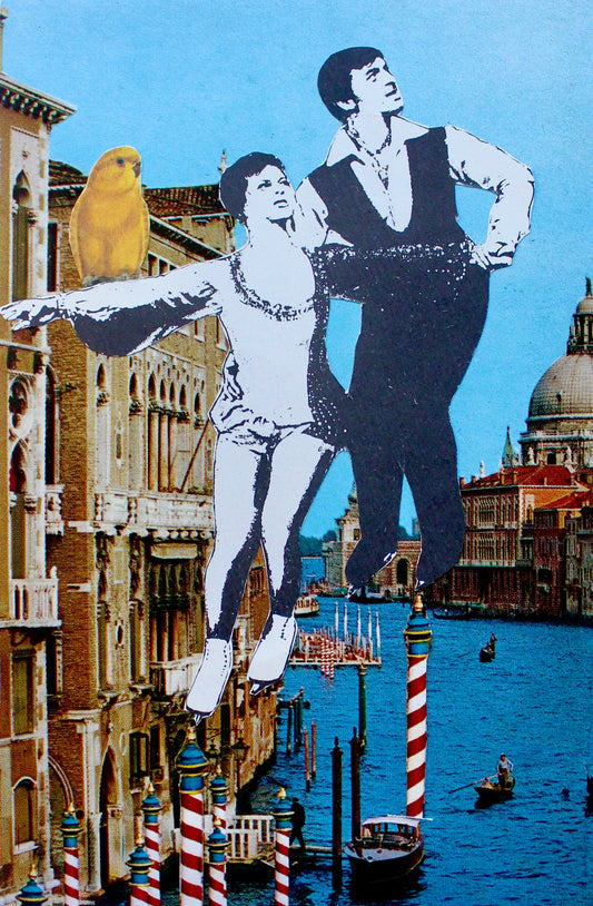 skating in venice: קולאז' בעבודת יד