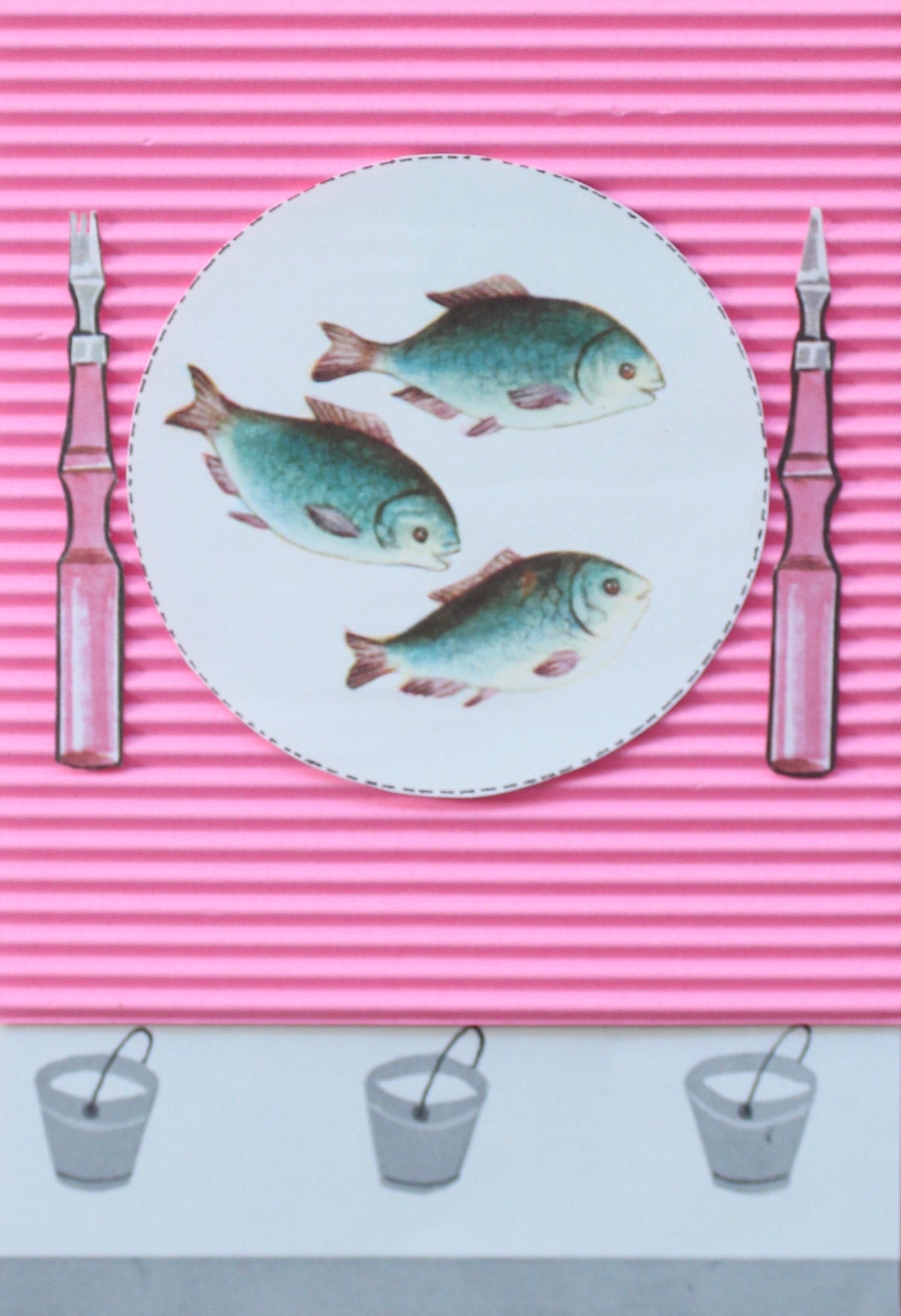 three fish: קולאז' בעבודת יד