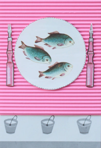 three fish: קולאז' בעבודת יד